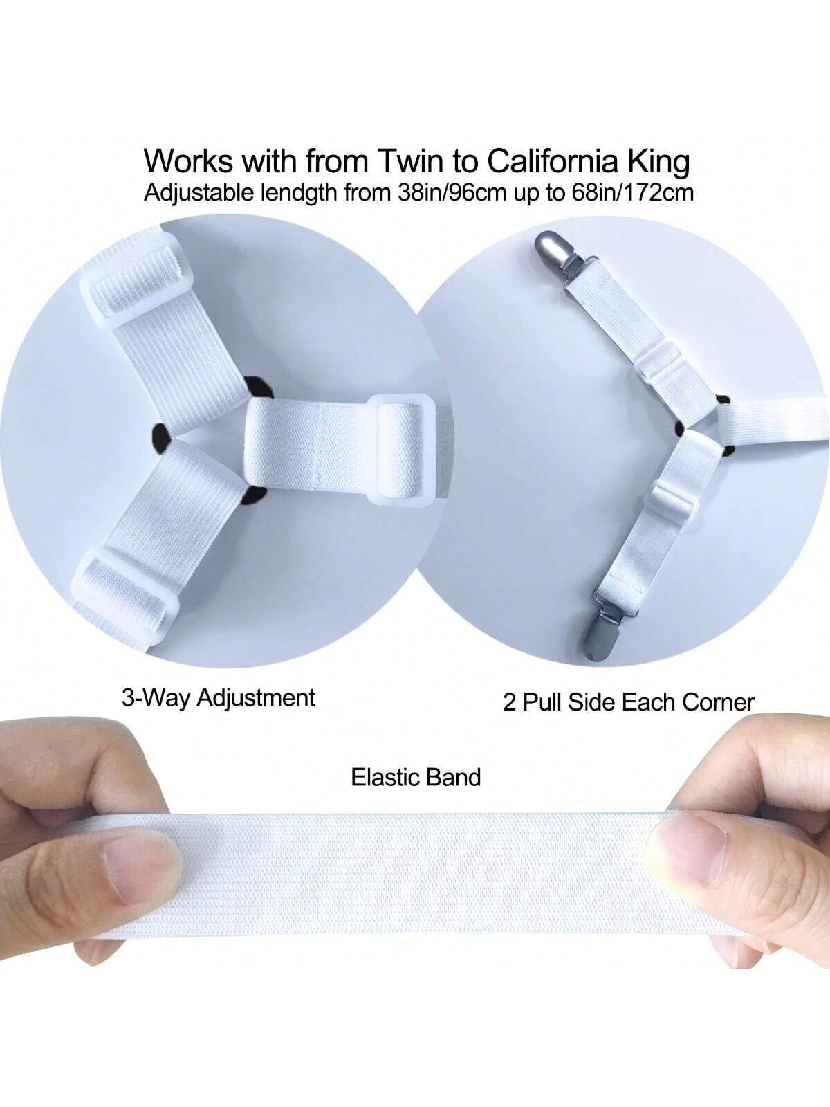 2/4 Adjustable Cross Bed Sheet Straps- Secure Bed Sheets, Triangular Elastic Buckles Suitable For All Mattress Covers