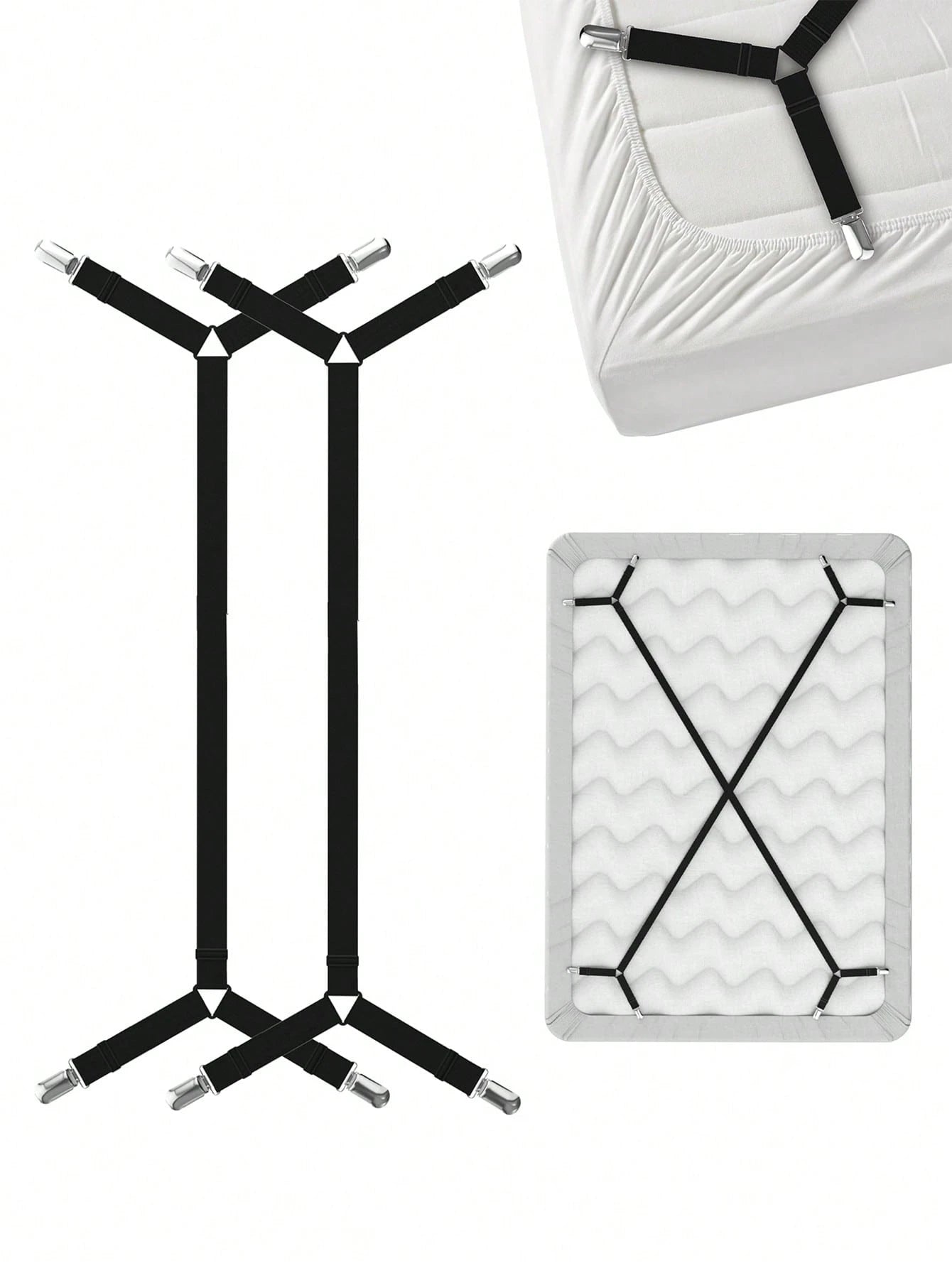 2/4pcs Adjustable Elastic Bed Sheet Straps, Heavy Duty Mattress Sheet Clips Holder Fasteners For Home Use