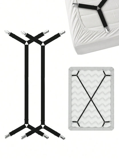 2/4pcs Adjustable Elastic Bed Sheet Straps, Heavy Duty Mattress Sheet Clips Holder Fasteners For Home Use
