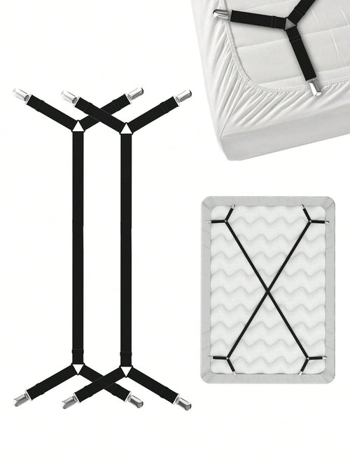 2/4pcs Adjustable Elastic Bed Sheet Straps, Heavy Duty Mattress Sheet Clips Holder Fasteners For Home Use
