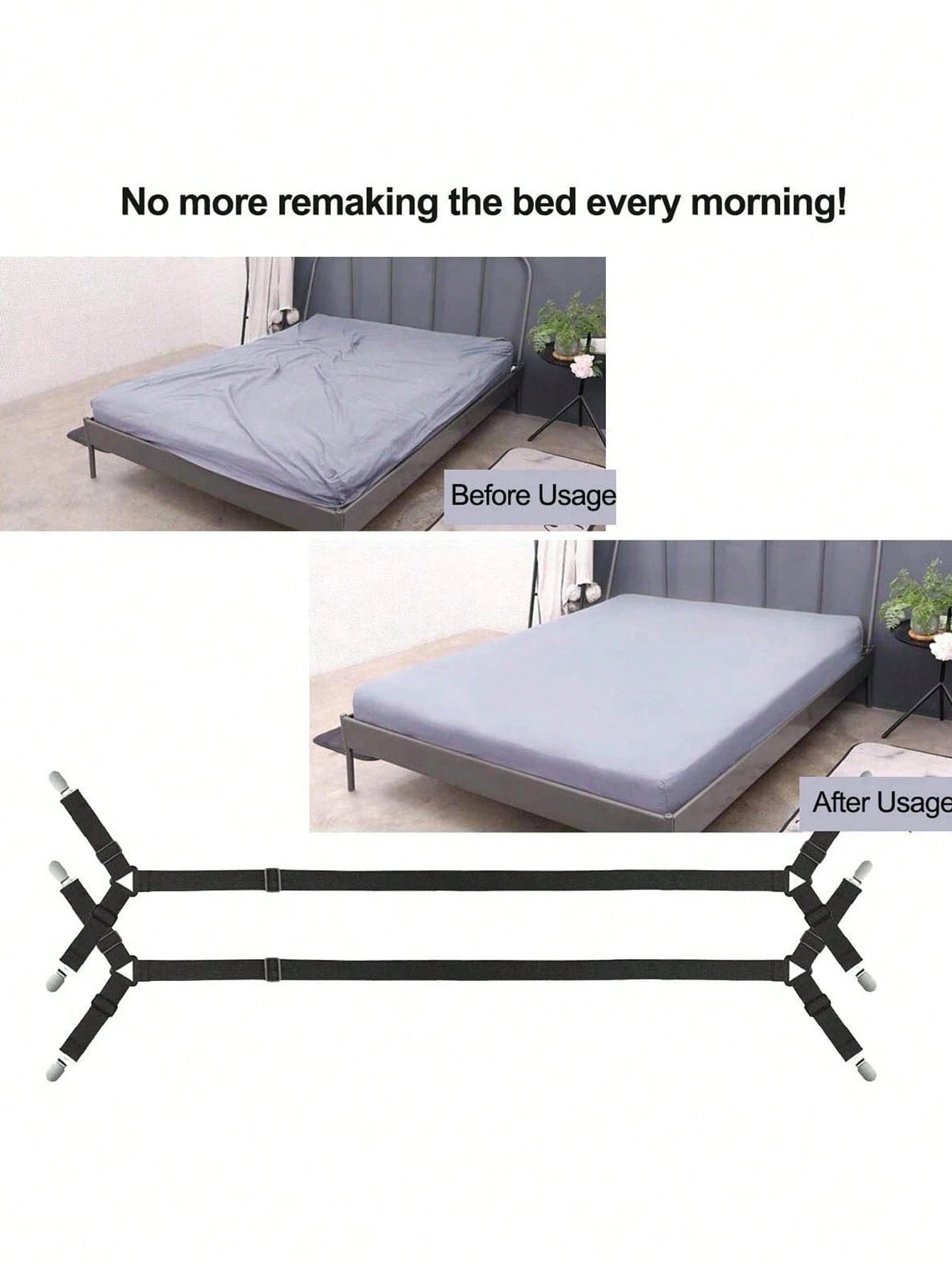 2/4pcs Adjustable Elastic Bed Sheet Straps, Heavy Duty Mattress Sheet Clips Holder Fasteners For Home Use