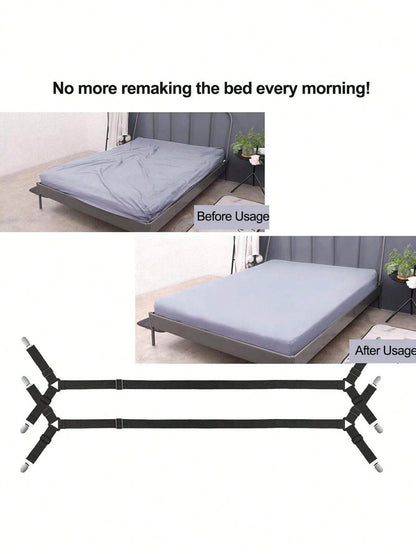 2/4pcs Adjustable Elastic Bed Sheet Straps, Heavy Duty Mattress Sheet Clips Holder Fasteners For Home Use