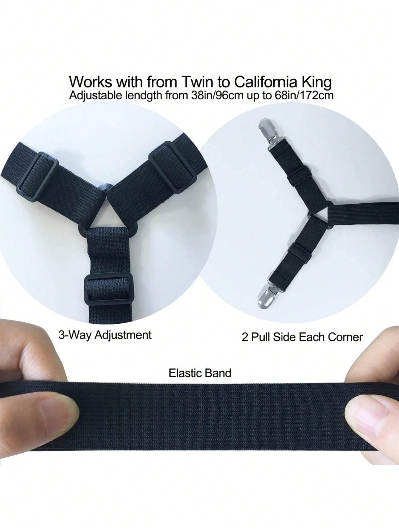 2/4pcs Adjustable Elastic Bed Sheet Straps, Heavy Duty Mattress Sheet Clips Holder Fasteners For Home Use