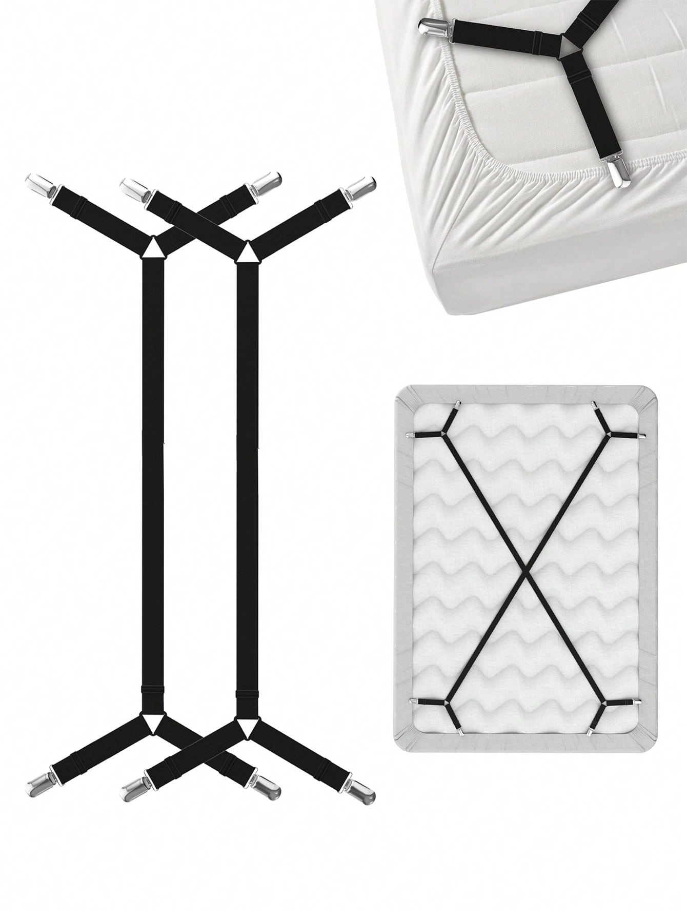 2/4pcs Adjustable Elastic Bed Sheet Straps, Heavy Duty Mattress Sheet Clips Holder Fasteners For Home Use
