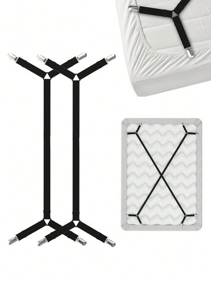 2/4pcs Adjustable Elastic Bed Sheet Straps, Heavy Duty Mattress Sheet Clips Holder Fasteners For Home Use