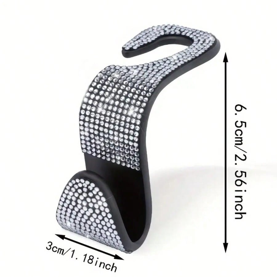 2/4pcs Black & White Diamond Car Seat Back Hooks, Carefully Selected High-Quality Black And White Diamonds, Meticulously Inlaid, Reflecting Alluring Brilliance Under Car Interior Lighting, Instantly E