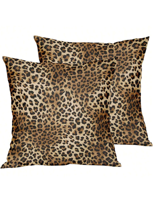 2/4pcs Leopard Print Pillow Covers, Soft Cheetah Pattern Pillow Shams, Decorative Throw Pillow Cases For Home Sofa, Bed, Couch, Single-Sided, Inserts Not Included