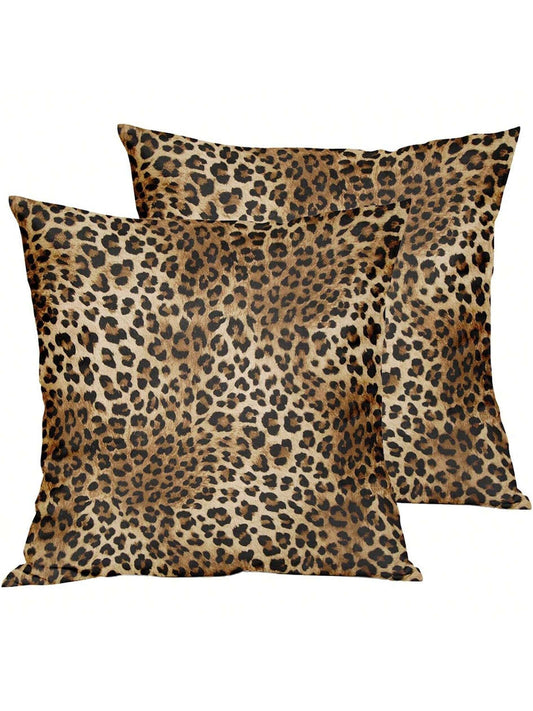 2/4pcs Leopard Print Pillow Covers, Soft Cheetah Pattern Pillow Shams, Decorative Throw Pillow Cases For Home Sofa, Bed, Couch, Single-Sided, Inserts Not Included