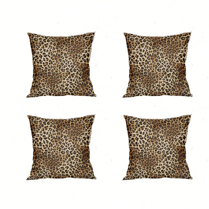 2/4pcs Leopard Print Pillow Covers, Soft Cheetah Pattern Pillow Shams, Decorative Throw Pillow Cases For Home Sofa, Bed, Couch, Single-Sided, Inserts Not Included