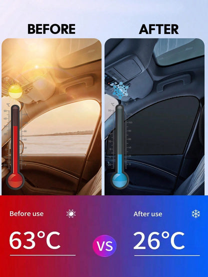 2/4Pcs Magnetic Car Window Sunshade Set, Foldable Side Window Sun Shade, Easy Install Privacy Cover, Light Blocking Sunshade For Front Rear Window, Fits Most Cars, Summer Car Accessories Gift