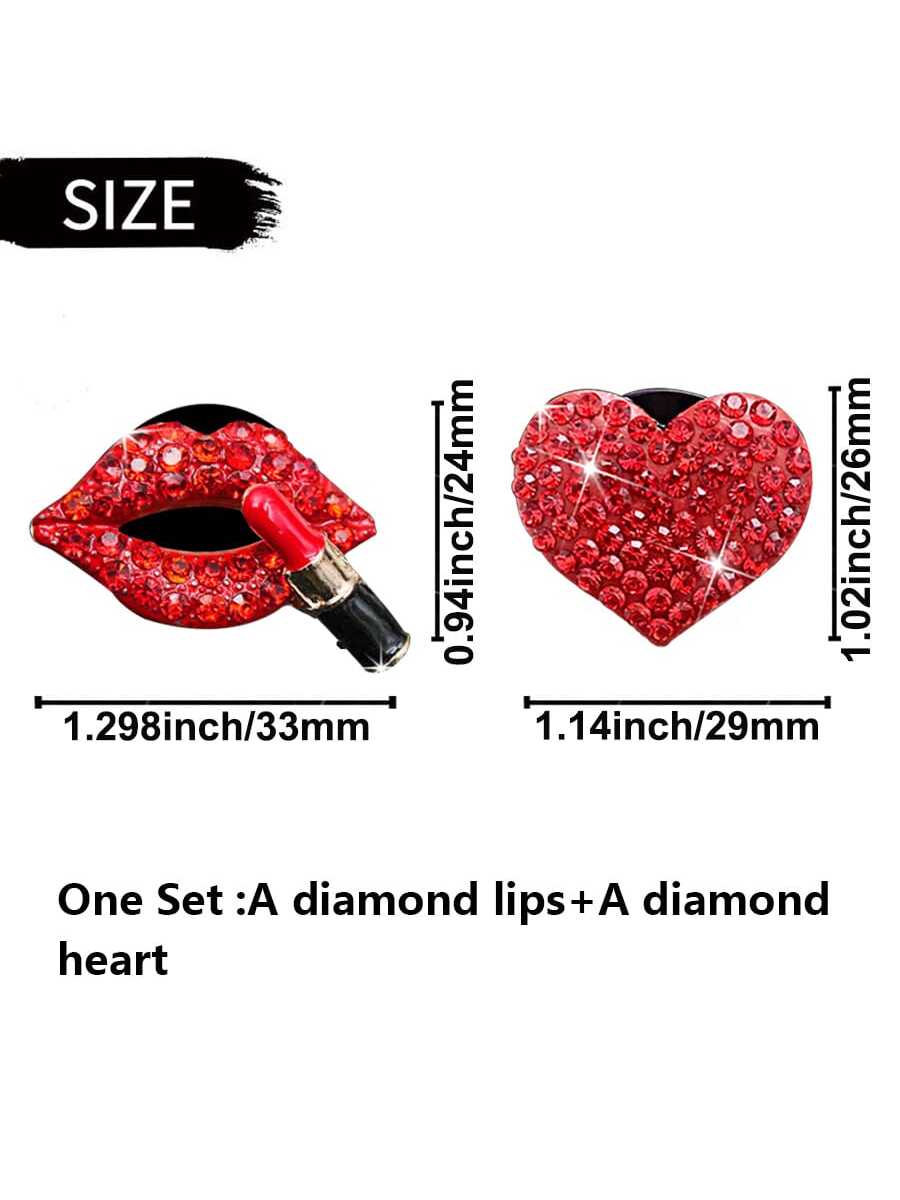 2/4pcs Rhinestone Heart & Lips Car Air Vent Fragrance Clip Decor, Car Interior Ornament, Vehicle Aroma Diffuser
