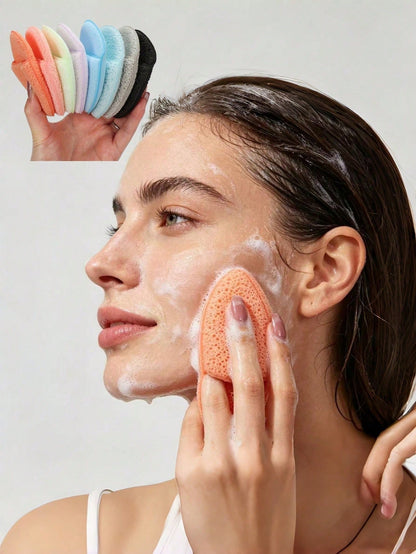 2/5/10pcs Reusable Deep Cleansing Exfoliating Facial Sponges, Makeup Deep Cleansing, Multiple Colors And Shapes, Effectively Removes Blackheads And Deep Dirt, Suitable For Makeup And Skincare, Expands