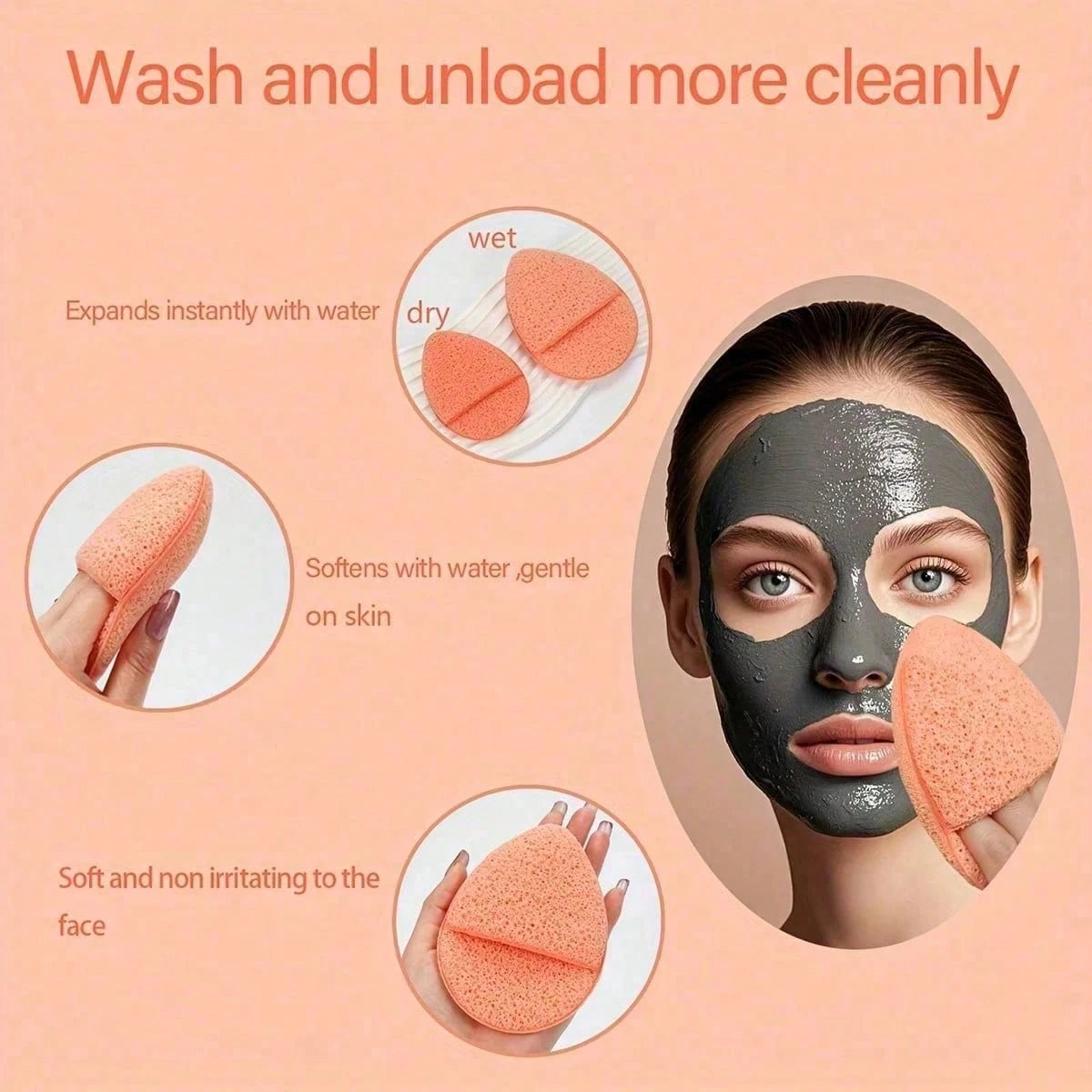 2/5/10pcs Reusable Deep Cleansing Exfoliating Facial Sponges, Makeup Deep Cleansing, Multiple Colors And Shapes, Effectively Removes Blackheads And Deep Dirt, Suitable For Makeup And Skincare, Expands