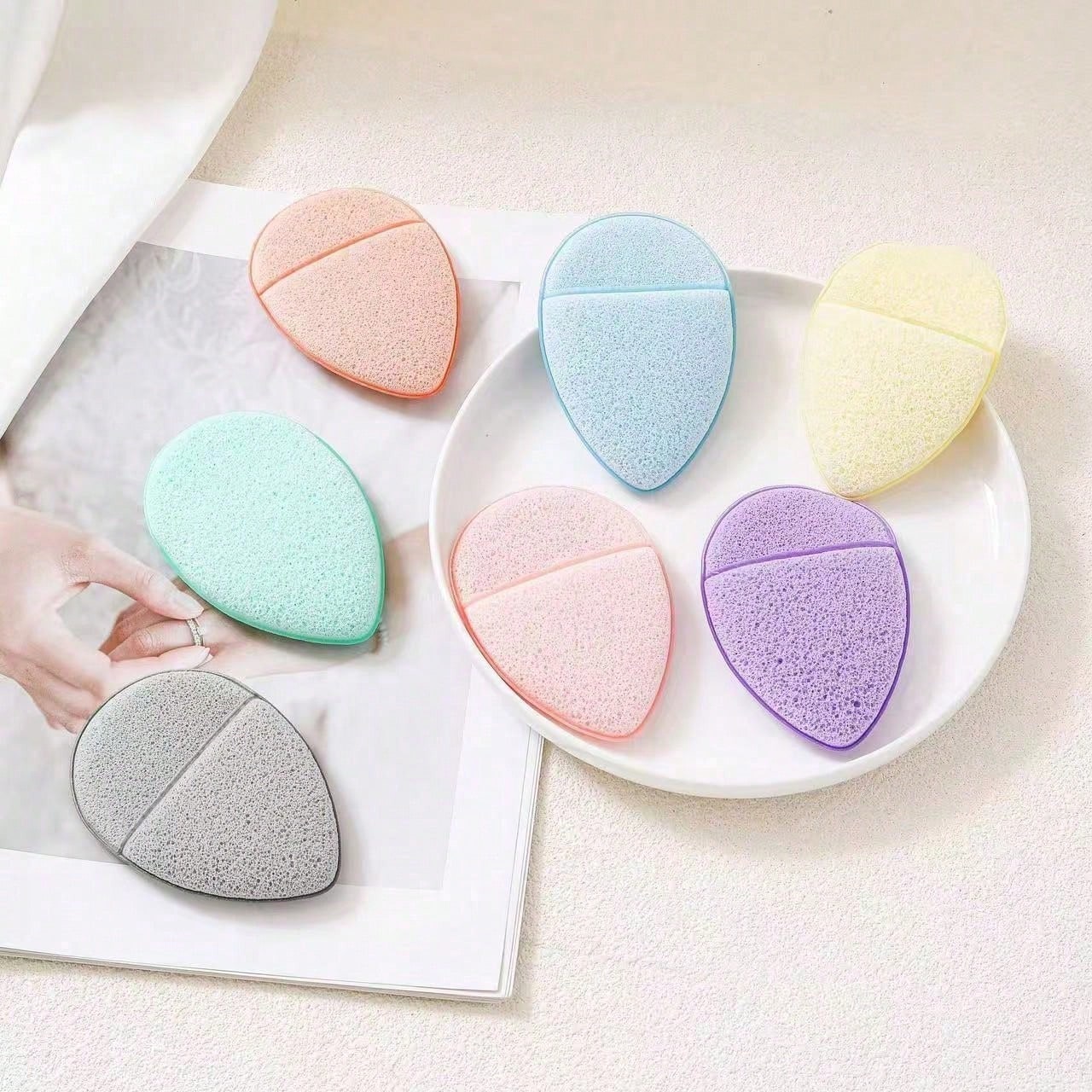 2/5/10pcs Reusable Deep Cleansing Exfoliating Facial Sponges, Makeup Deep Cleansing, Multiple Colors And Shapes, Effectively Removes Blackheads And Deep Dirt, Suitable For Makeup And Skincare, Expands