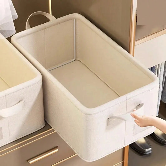 2 Large Capacity Foldable Fabric Storage Boxes- Linen Fabric Multi-Purpose Storage Containers For Clothes, Toys, Bedding- Home Organization Boxes, Toy & Clothing Storage Containers| Classic Fabric