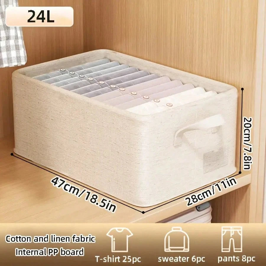 2 Large Capacity Foldable Fabric Storage Boxes- Linen Fabric Multi-Purpose Storage Containers For Clothes, Toys, Bedding- Home Organization Boxes, Toy & Clothing Storage Containers| Classic Fabric