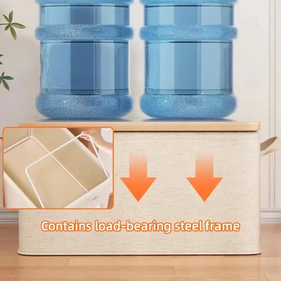 2 Large Capacity Foldable Fabric Storage Boxes- Linen Fabric Multi-Purpose Storage Containers For Clothes, Toys, Bedding- Home Organization Boxes, Toy & Clothing Storage Containers| Classic Fabric
