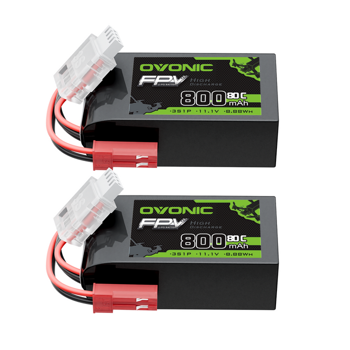 OVONIC 11.1V 80C 800mAh 3S LiPo Battery with JST Plug
