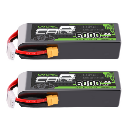 2 × OVONIC 4S Lipo Battery 6000mAh 120C 14.8V RC Lipo Battery with XT60 Plug for RC Vehicles Car RC Truck RC Airplane