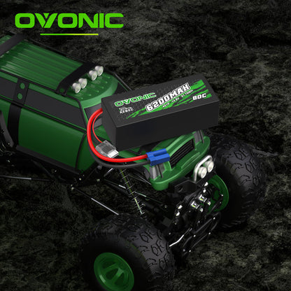 2 × OVONIC 4S Lipo Battery 6200mAh 80C 14.8V RC Lipo Battery with EC5 Plug for RC Vehicles 1/10 1/8 scale RC Truck