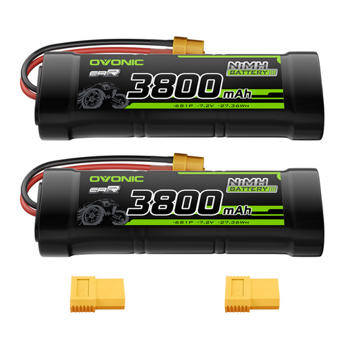 OVONIC 7.2V 3800mAh NiMH Battery Pack 6-Cell Flat with XT60 & TRX Plug for RC Cars & Trucks