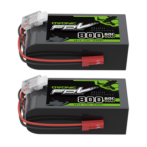 OVONIC 11.1V 80C 800mAh 2S LiPo Battery with JST Plug
