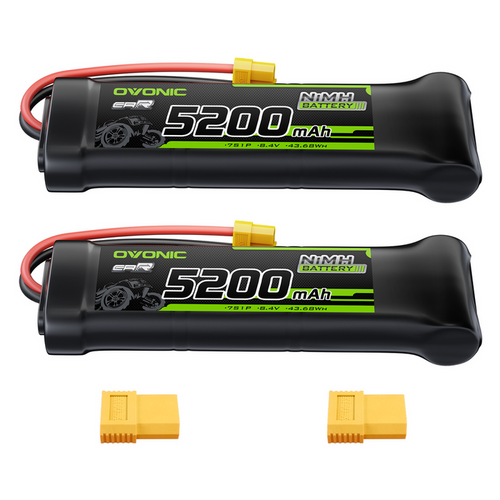OVONIC 8.4V 5200mAh NiMH Battery Pack 7-Cell Flat with XT60 & TRX Plug for RC Vehicles