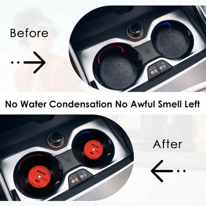 2 Pack Car Coaster Absorbent Ceramic Stone Cork Base Drink Coasters 2.6 Inch Music Retro Disco Nostalgics Auto Accessories Cup Holders For Women Men Car Decor