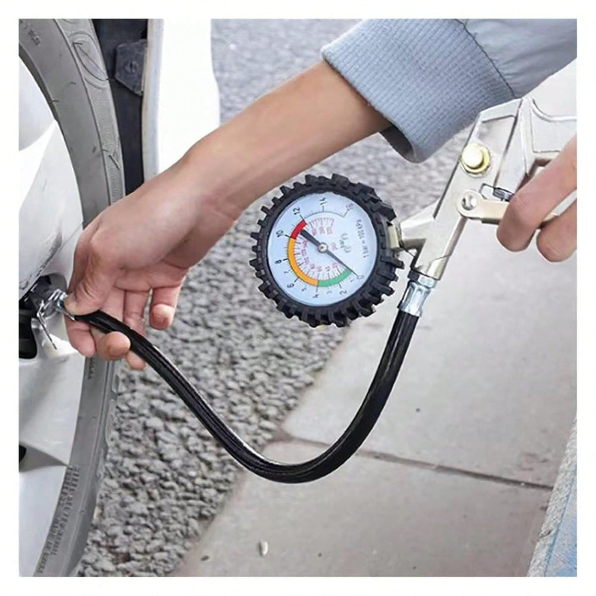 2‑Pack Dial Tire Inflator Gun With Pressure Gauge, 14‑Inch Hose 0‑220 PSI, 3‑In‑1 Tire Pressure Test Inflate Deflate Tool For Car Motorcycle Truck, Air Compressor Not Included