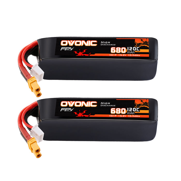 2-Pack Ovonic 4S 680mAh 120C 15.2V LiHV Battery w/XT30 Plug