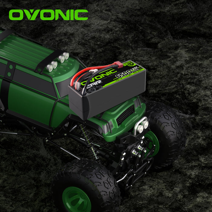 2-Pack OVONIC 4S LiPo Battery 6500mAh 120C 14.8V with Deans to TRA Adapter for 1/8 Scale RC Cars, Trucks & Truggies