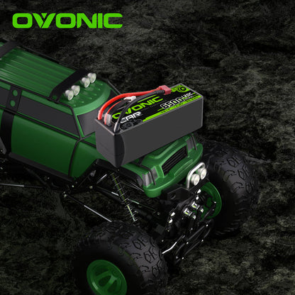 2-Pack OVONIC 4S LiPo Battery 6500mAh 120C 14.8V with Deans to TRA Adapter for 1/8 Scale RC Cars, Trucks & Truggies