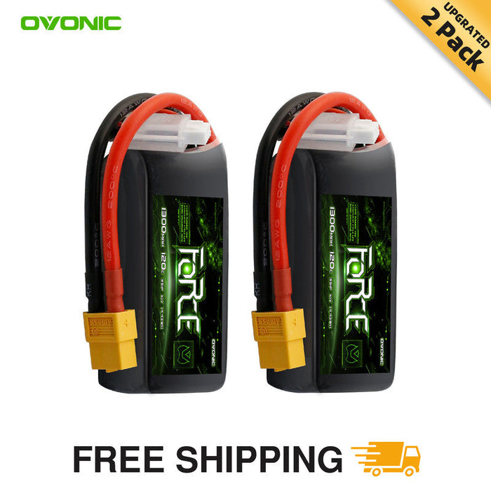 2-Pack Ovonic Force 3S 1300mAh 120C 11.1V LiPo Battery w/XT60 Plug