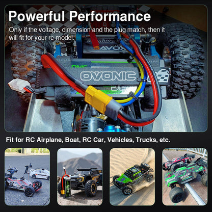 2-Pack Ovonic Force 3S 11.1V 5000mAh 120C LiPo Battery with XT60 to TRA Adapter for 1/10 RC Basher & Heli