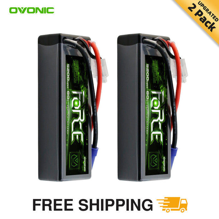 2-Pack Ovonic Force 3S 5200mAh 80C 11.1V Hardcase LiPo Battery w/EC5 Plug