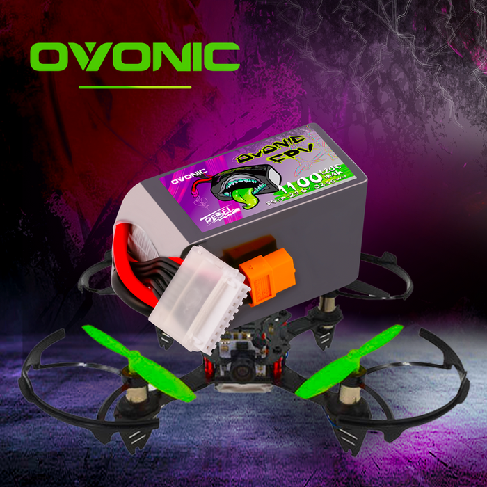 2-Pack Ovonic Rebel 2.0 8S 29.6V 1100mAh 120C LiPo Battery with XT60 Plug for 5-6 inch FPV Drone