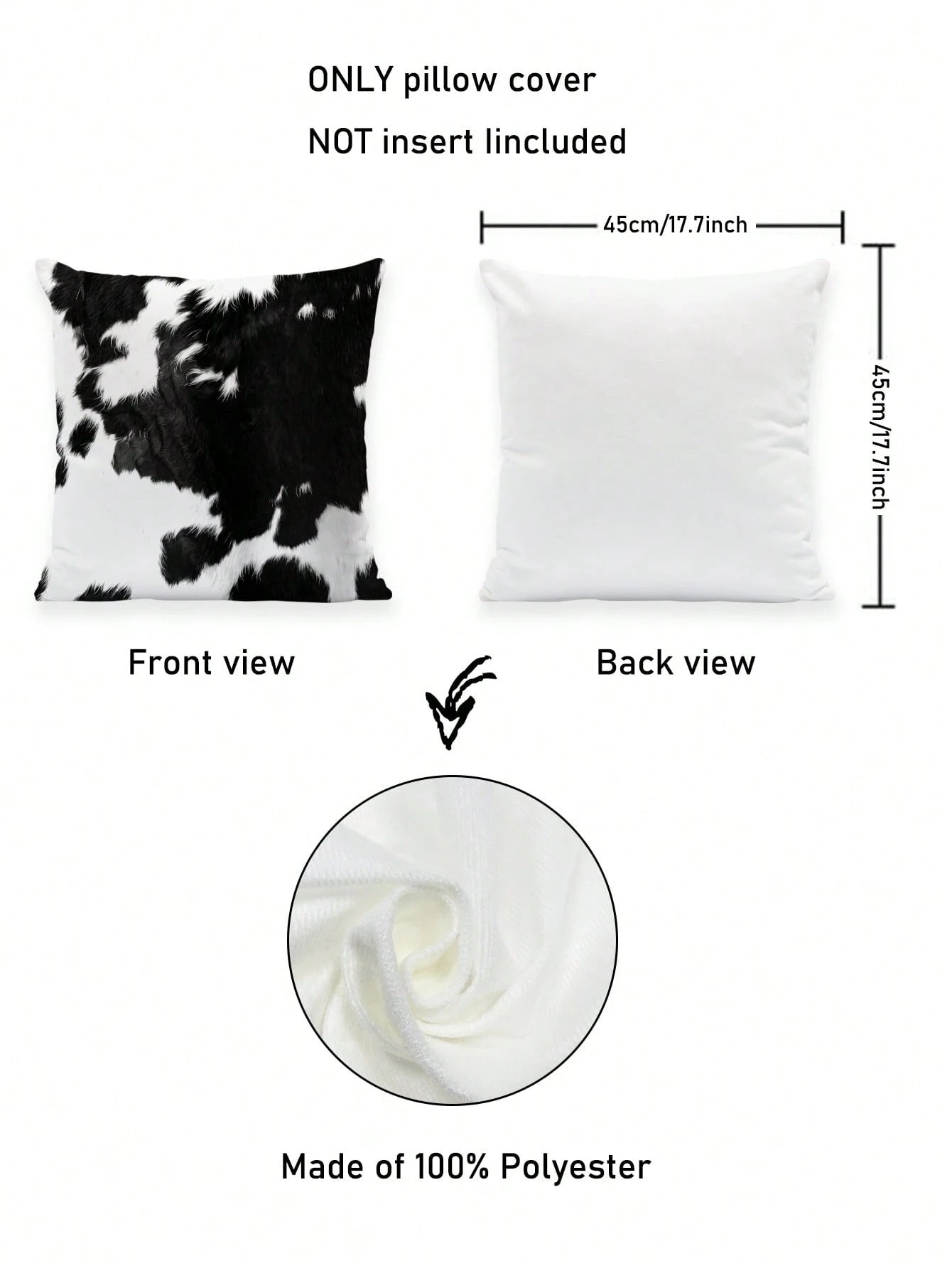 2 Pcs Cow Print Throw Pillow Covers Black And White Faux Fur Style Super Soft Pillowcases Farmhouse Pillow Covers Daily Decoration Home Square Sofa Living Room Bedroom Bed Couch Chair Cushion Covers I