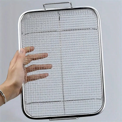 2 Pieces Of Barbecue Baskets, Stainless Steel Baking Trays + Stainless Steel Forks, Air Fryer Accessories, Deep Fry Basket, Baking Tray, Outdoor Barbecue Pan
