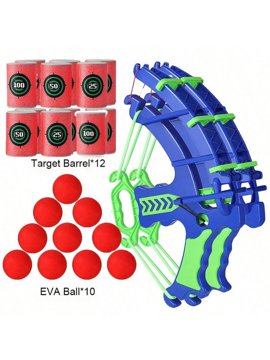 2 Sets Of Blue Bow And Arrow Toys, 10 Balls + 12 Target Targets- Indoor/Outdoor Family Fun And Parent-Child Bonding, Toys And Games Educational Soft Marble Target Toys.