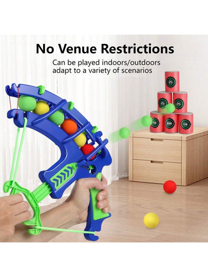2 Sets Of Blue Bow And Arrow Toys, 10 Balls + 12 Target Targets- Indoor/Outdoor Family Fun And Parent-Child Bonding, Toys And Games Educational Soft Marble Target Toys.