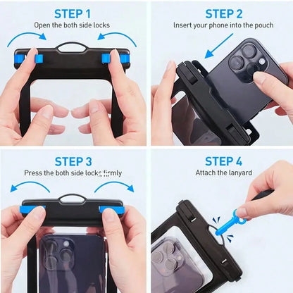 2 Waterproof Phone Pockets, Suitable For IPhone 16, 15, 14, 13, 12, 11 Pro Max And Models Under 7 Inches