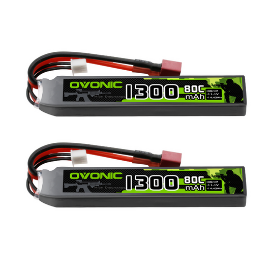 2 x OVONIC 1300mAh 3S 80C LiPo Batteries with Dean(T) Plug