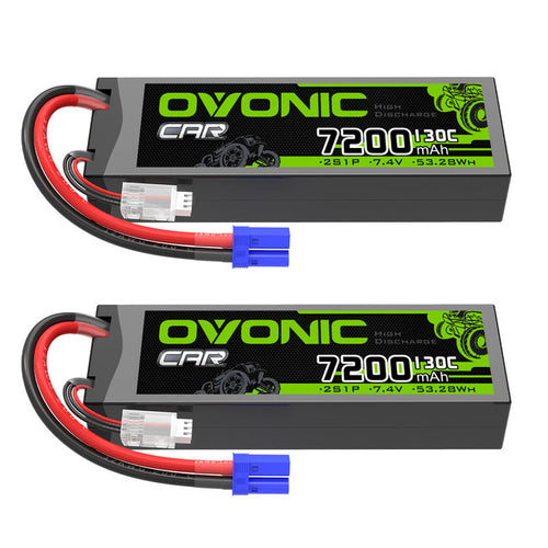 OVONIC 2S 7200mAh 130C Hardcase 7.4V Lipo Battery with EC5 Plug
