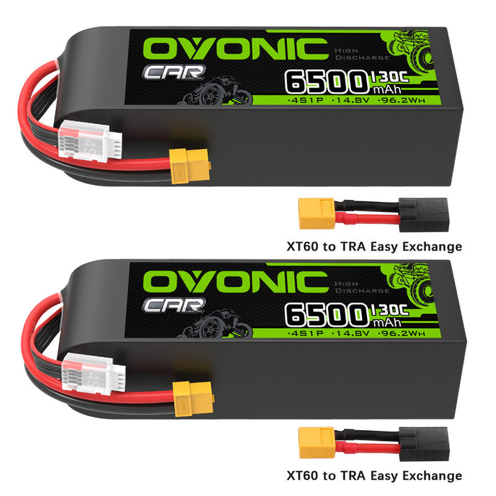 OVONIC 4S 6500mAh 14.8V 130C LiPo Battery with XT60 to TRA Plug