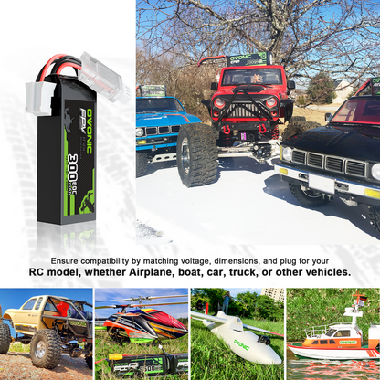 2 x OVONIC 7.6V 80C 300mAh 2S Lipo Battery with JST Plug