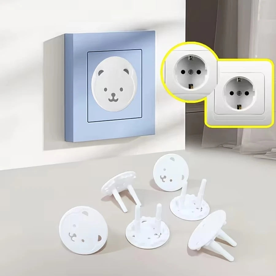20/10/1pc Cute Little Bear Baby Anti Electric Shock Socket Protective Cover, Easy To Install According To European Standards, Essential For Babies