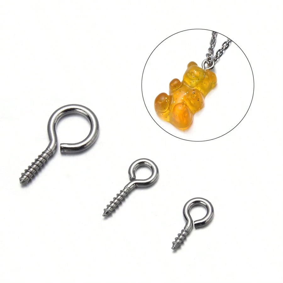 20/50pcs Stainless Steel Screw Eye Hooks, Fashion Wall Hanging Rings, Suitable For DIY Jewelry, Photos, Clay And Resin Pendants, Easy To Install, Polished Surface, Heavy Duty, Suitable For Christmas T