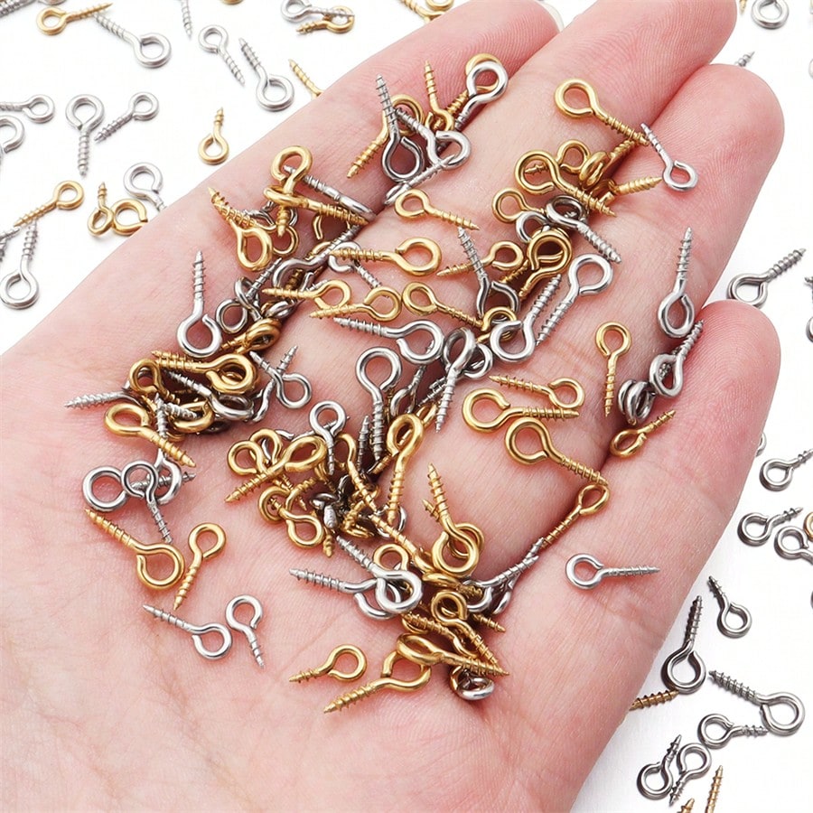 20/50pcs Stainless Steel Screw Eye Hooks, Fashion Wall Hanging Rings, Suitable For DIY Jewelry, Photos, Clay And Resin Pendants, Easy To Install, Polished Surface, Heavy Duty, Suitable For Christmas T