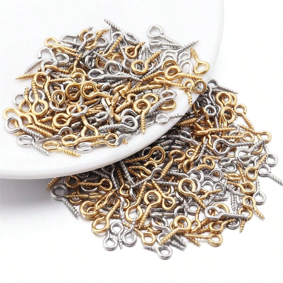 20/50pcs Stainless Steel Screw Eye Hooks, Fashion Wall Hanging Rings, Suitable For DIY Jewelry, Photos, Clay And Resin Pendants, Easy To Install, Polished Surface, Heavy Duty, Suitable For Christmas T
