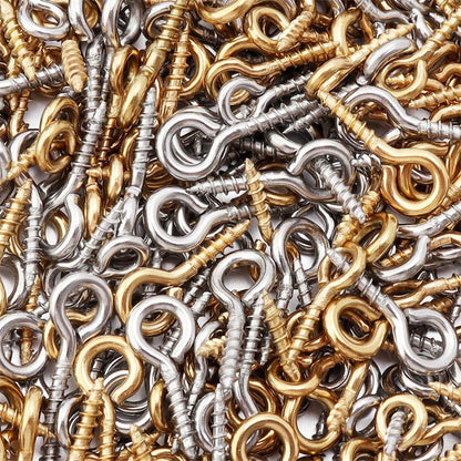 20/50pcs Stainless Steel Screw Eye Hooks, Fashion Wall Hanging Rings, Suitable For DIY Jewelry, Photos, Clay And Resin Pendants, Easy To Install, Polished Surface, Heavy Duty, Suitable For Christmas T